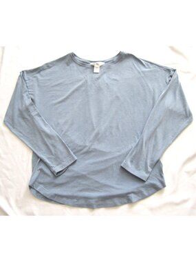 Athleta Girl Sz L 12 Long Sleeve Shirt Blue Heather Relaxed Activewear Gym WB576